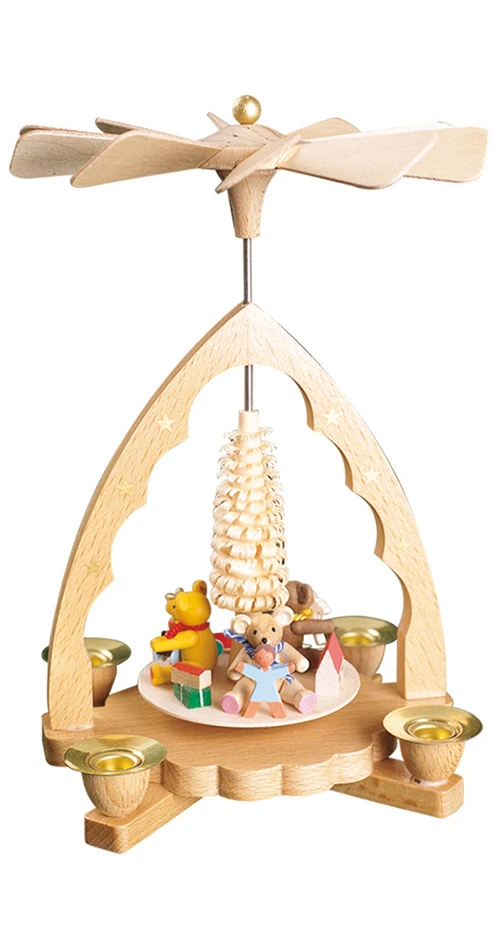 German Christmas Pyramid Playing Bear Children, Height 19 Cm / 8 Inch, Original Erzgebirge By Richard Glaesser Seiffen 3 German Christmas Pyramid Playing Bear Children, Height 19 Cm / 8 Inch, Original Erzgebirge By Richard Glaesser Seiffen