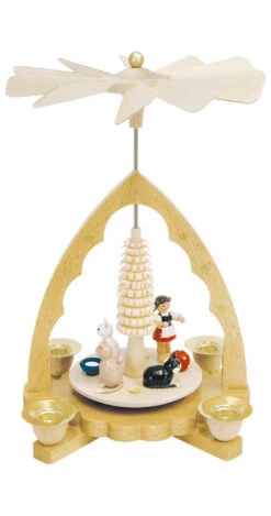 German Christmas Pyramid Cats, Height 19 Cm / 8 Inch, Original Erzgebirge By Richard Glaesser Seiffen