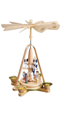 German Christmas Pyramid Nativity Scene, Height 28 Cm / 11 Inch, Original Erzgebirge By Richard Glaesser Seiffen