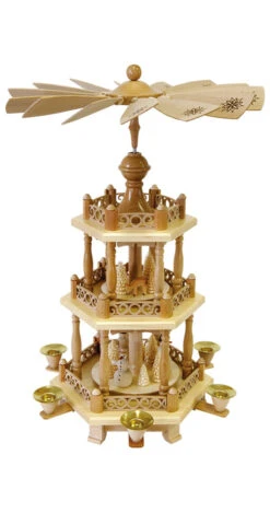 German Christmas Pyramid Snowmen, Height 47 Cm / 19 Inch, Original Erzgebirge By Richard Glaesser Seiffen