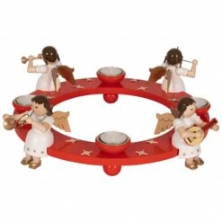 German Candlestick Angels, Height 14 Cm / 5 Inch, Original Erzgebirge By Richard Glaesser Seiffen