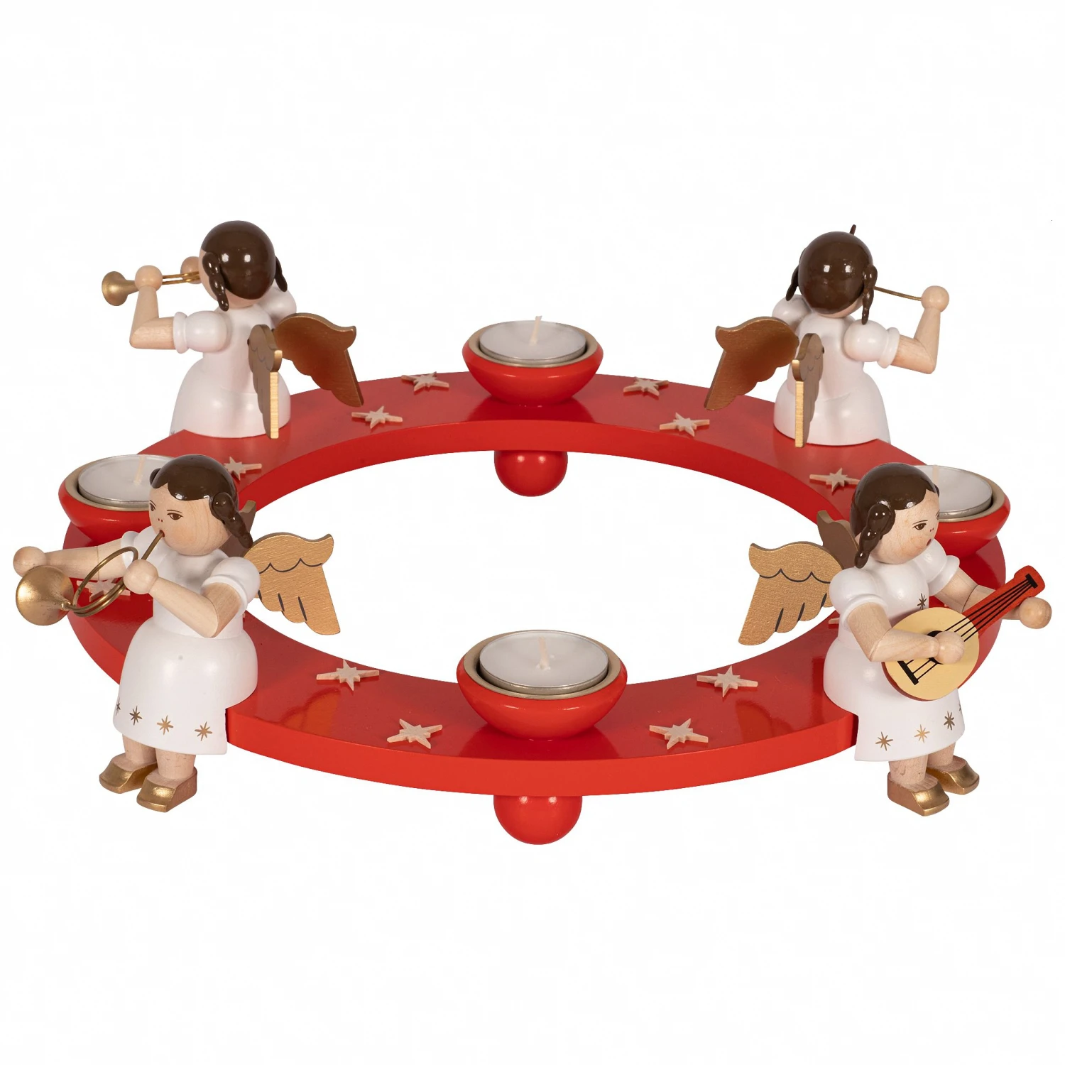 German Candlestick Angels, Height 14 Cm / 5 Inch, Original Erzgebirge By Richard Glaesser Seiffen 3 German Candlestick Angels, Height 14 Cm / 5 Inch, Original Erzgebirge By Richard Glaesser Seiffen