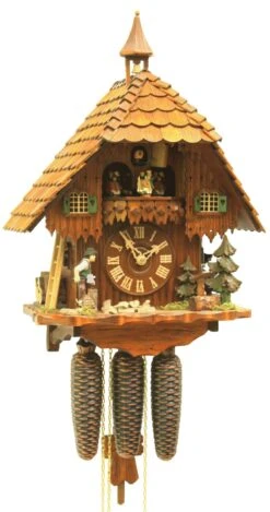 Cuckoo ClockBlack Forest House With Moving Wood Chopper