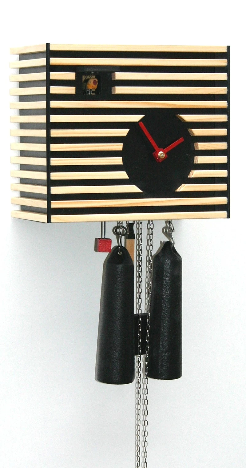 Modern Cuckoo ClockBauhaus Design, Black, 8 Day 3 Modern Cuckoo ClockBauhaus Design, Black, 8 Day
