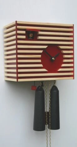 Modern Cuckoo ClockBauhaus Design, Red, 8 Day