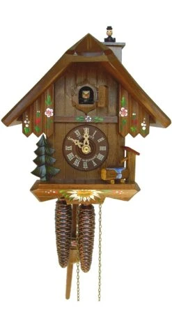 Cuckoo ClockBlack Forest House With Moving Chimney Sweep