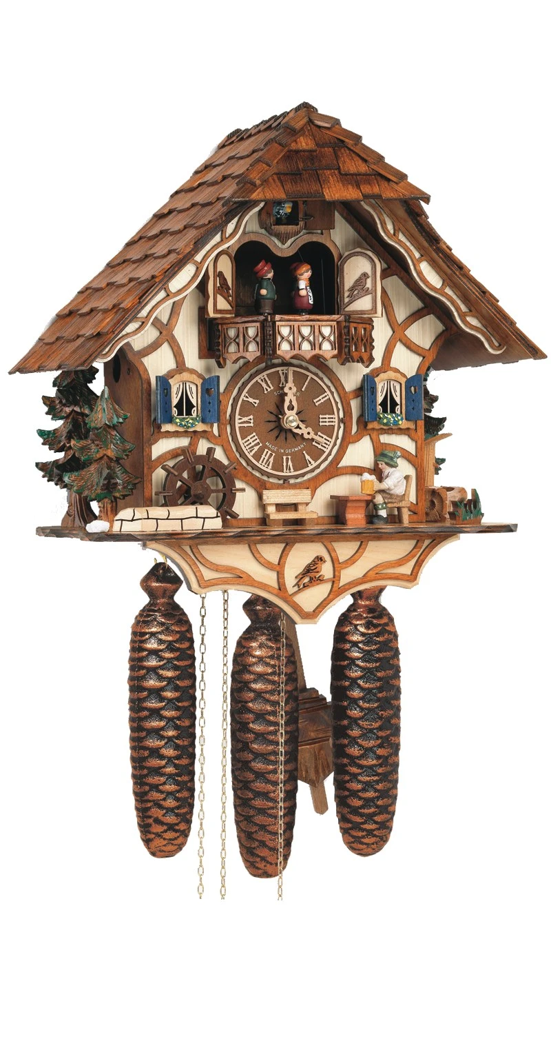 Cuckoo ClockBlack Forest House With Moving Beer Drinker And Mill Wheel 3 Cuckoo ClockBlack Forest House With Moving Beer Drinker And Mill Wheel