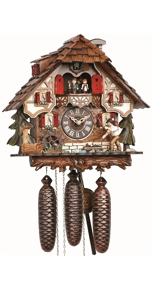 Cuckoo ClockBlack Forest House With Moving Fisherman And Moving Mill Wheel 3 Cuckoo ClockBlack Forest House With Moving Fisherman And Moving Mill Wheel
