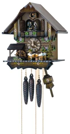 Cuckoo ClockBlack Forest House With 4 Moving Beer Drinkers And Mill Wheel
