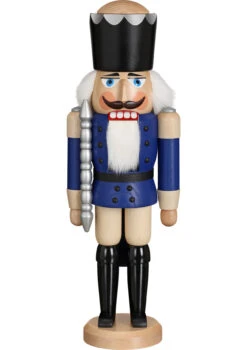 German Nutcracker King Ash-tree Blue, Height 39 Cm / 15 Inch, Original Erzgebirge By Seiffener Volkskunst SV 11211/2