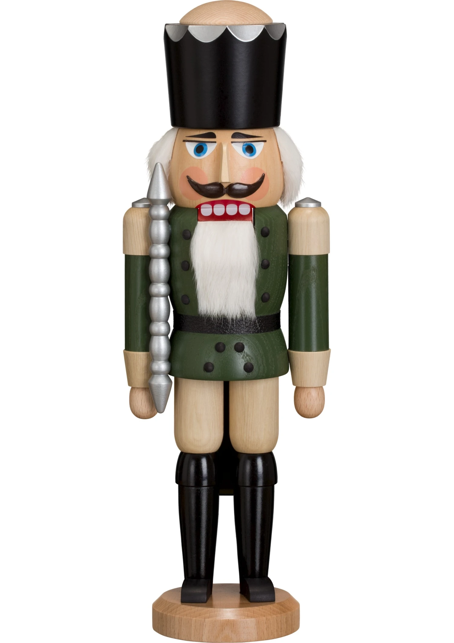 German Nutcracker King Ash-tree Green, Height 39 Cm / 15 Inch, Original Erzgebirge By Seiffener Volkskunst 3 German Nutcracker King Ash-tree Green, Height 39 Cm / 15 Inch, Original Erzgebirge By Seiffener Volkskunst