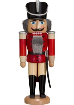 German Nutcracker Hussar Ash-tree Red, Height 37 Cm / 15 Inch, Original Erzgebirge By Seiffener Volkskunst SV 11212/1