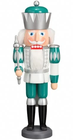 German Nutcracker Turquoise, Height 40 Cm / 16 Inch, Original Erzgebirge By Seiffener Volkskunst SV 11263
