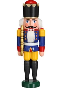 German Nutcracker King Blue, Height 29 Cm / 11 Inch, Original Erzgebirge By Seiffener Volkskunst SV 11301/2