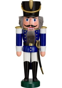 German Nutcracker Hussar Blue, Height 28cm / 11 Inch, Original Erzgebirge By Seiffener Volkskunst SV 11302/2
