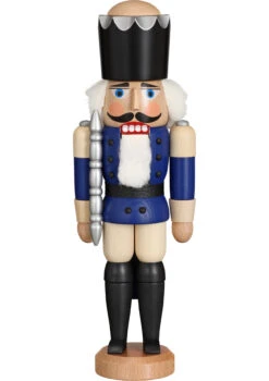 German Nutcracker King Ash-tree Blue, Height 29 Cm / 11 Inch, Original Erzgebirge By Seiffener Volkskunst SV 11311/2