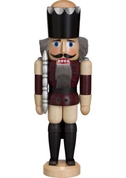 German Nutcracker King Ash-tree Aubergine, Height 29 Cm / 11 Inch, Original Erzgebirge By Seiffener Volkskunst