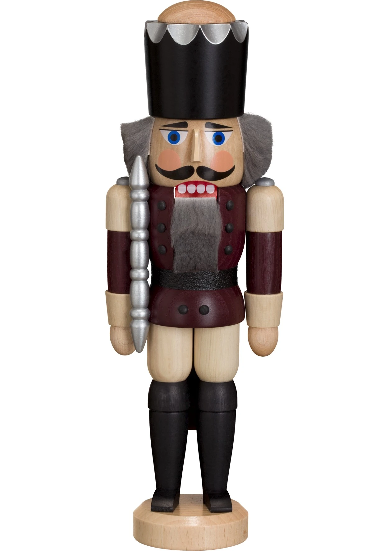 German Nutcracker King Ash-tree Aubergine, Height 29 Cm / 11 Inch, Original Erzgebirge By Seiffener Volkskunst 3 German Nutcracker King Ash-tree Aubergine, Height 29 Cm / 11 Inch, Original Erzgebirge By Seiffener Volkskunst