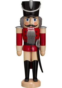 German Nutcracker Hussar Ash-tree Red, Height 28 Cm / 11 Inch, Original Erzgebirge By Seiffener Volkskunst SV 11312/1