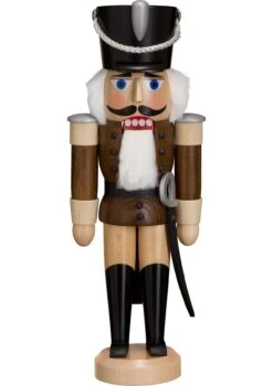 German Nutcracker Hussar Ash-tree Brown, Height 28 Cm / 11 Inch, Original Erzgebirge By Seiffener Volkskunst SV 11312/6
