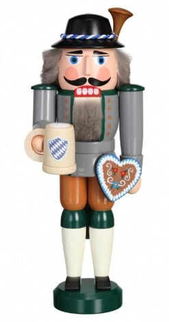 German Nutcracker Bavarian On Oktoberfest, Height 27 Cm / 11 Inch, Original Erzgebirge By Seiffener Volkskunst
