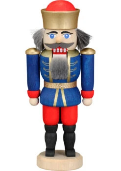German Nutcracker King Blue, Height 12 Cm / 5 Inch, Original Erzgebirge By Seiffener Volkskunst SV 11401/2