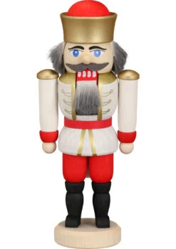 German Nutcracker King White, Height 12 Cm / 5 Inch, Original Erzgebirge By Seiffener Volkskunst SV 11401/3