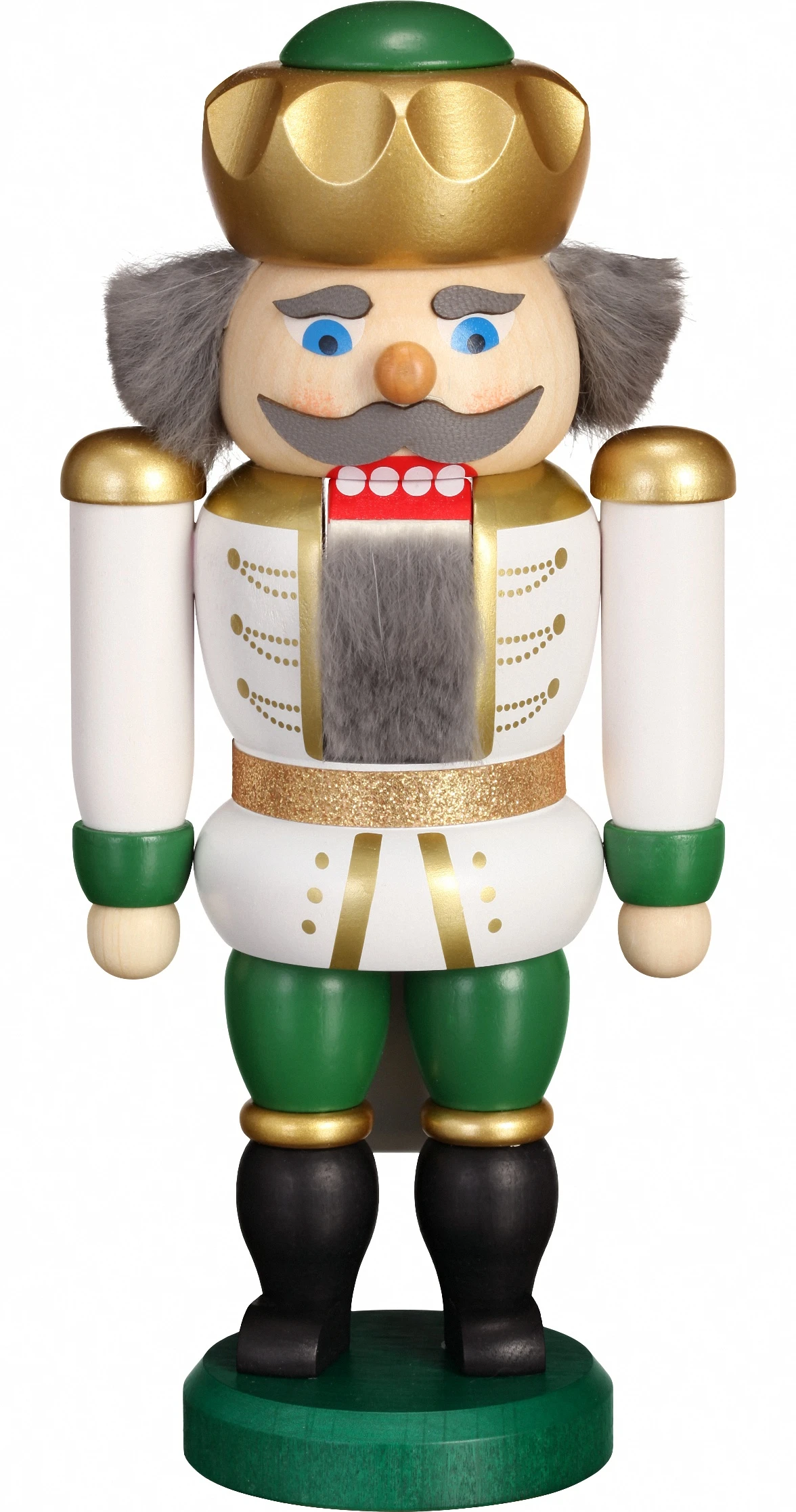 German Nutcracker King White-green, Height 20 Cm / 9 Inch, Original Erzgebirge By Seiffener Volkskunst 3 German Nutcracker King White-green, Height 20 Cm / 9 Inch, Original Erzgebirge By Seiffener Volkskunst