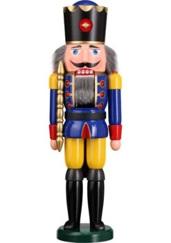 German Nutcracker King Blue, Height 50 Cm / 20 Inch, Original Erzgebirge By Seiffener Volkskunst