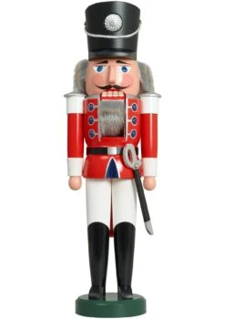 German Nutcracker Hussar Red, Height 50 Cm / 20 Inch, Original Erzgebirge By Seiffener Volkskunst