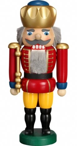 German Nutcracker King Red, Height 25 Cm / 10 Inch, Original Erzgebirge By Seiffener Volkskunst SV 11951/1