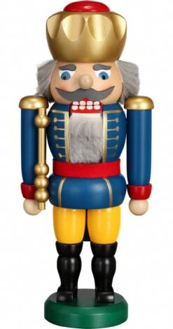 German Nutcracker King Blue, Height 25 Cm / 10 Inch, Original Erzgebirge By Seiffener Volkskunst SV 11951/2