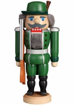 German Nutcracker Hunter, Height 25 Cm / 10 Inch, Original Erzgebirge By Seiffener Volkskunst