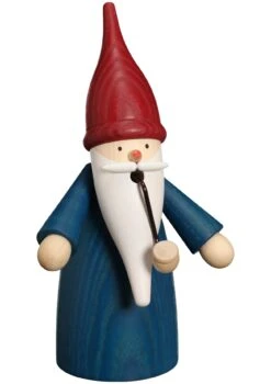 German Incense Smoker Gnome Blue, Height 16 Cm / 6 Inch, Original Erzgebirge By Seiffener Volkskunst SV 12301/2