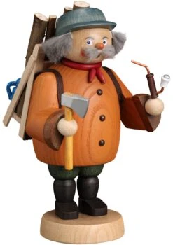 German Incense Smoker Forest Worker, Height 19 Cm / 8 Inch, Original Erzgebirge By Seiffener Volkskunst SV 12661