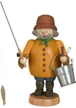 German Incense Smoker Fisherman, Height 22 Cm / 9 Inch, Original Erzgebirge By Seiffener Volkskunst SV 12662