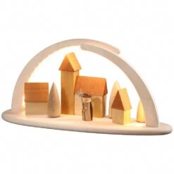 German Candle Arch, Length 42 Cm / 17 Inch, Natural, Electrically Illuminated, Original Erzgebirge By Seiffener Volkskunst SV 15374