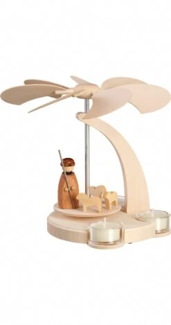 German Christmas Pyramid, Shepherd, Height 18 Cm / 7 Inch, Original Erzgebirge By Seiffener Volkskunst