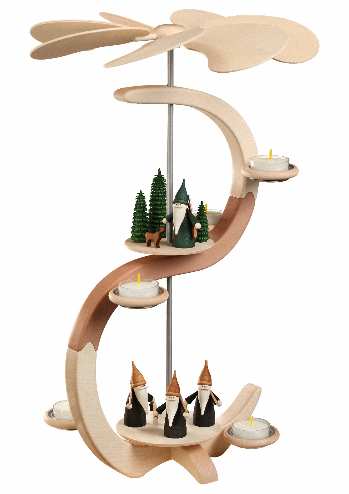 German Christmas Pyramid, 2-tier, Height 46 Cm / 18 Inch, Natural, Original Erzgebirge By Seiffener Volkskunst SV 16301 3 German Christmas Pyramid, 2-tier, Height 46 Cm / 18 Inch, Natural, Original Erzgebirge By Seiffener Volkskunst SV 16301