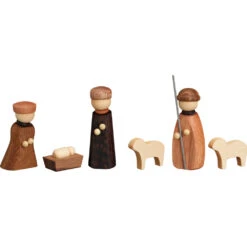 Nativity Scene, 6 Pieces, 7 Cm / 3 Inch, Original Erzgebirge By Seiffener Volkskunst
