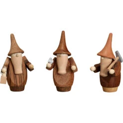 Gnomes, 3 Pieces, 8 Cm / 3 Inch, Original Erzgebirge By Seiffener Volkskunst