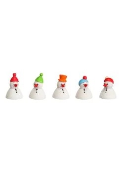 Christmas Wippel Snowmann, 5 Pieces, 4 Cm / 2 Inch, Original Erzgebirge By Seiffener Volkskunst SV 17004