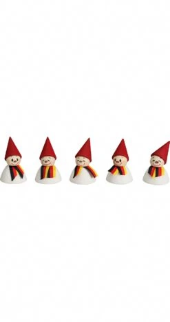 Wippel Germany Teeters, Fans With Scarf, 5 Pieces, 4 Cm / 2 Inch, Original Erzgebirge By Seiffener Volkskunst