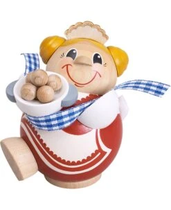 German Incense Smoker Dumpling Woman, Height 11 Cm / 4 Inch, Original Erzgebirge By Seiffener Volkskunst SV 19002