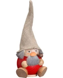 German Incense Smoker Forest Dwarf Raspberry Red, Height 19 Cm / 8 Inch, Original Erzgebirge By Seiffener Volkskunst SV 19031