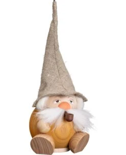 German Incense Smoker Forest Dwarf Sand Yellow , Height 19 Cm / 8 Inch, Original Erzgebirge By Seiffener Volkskunst SV 19032