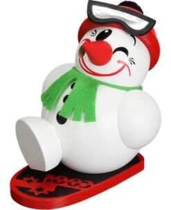 German Incense Smoker Cool-Man With Snowboard, Height 11 Cm / 4 Inch, Original Erzgebirge By Seiffener Volkskunst SV 19093
