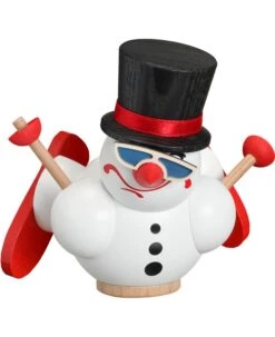 German Incense Smoker Cool-Man Skiing Accident, Height 11 Cm / 4 Inch, Original Erzgebirge By Seiffener Volkskunst SV 19097