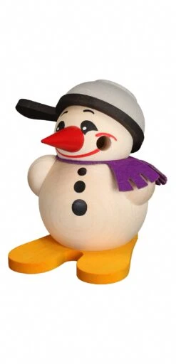 German Incense Smoker Cool-Man With Ski And Pant, Height 9 Cm / 4 Inch, Original Erzgebirge By Seiffener Volkskunst