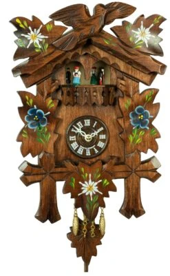Kuckulino Black Forest Clock Swiss House With Quartz Movement And Cuckoo Chime, Turning Dancers